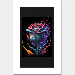 Splash Art of Beautiful Multi-color Rose Posters and Art